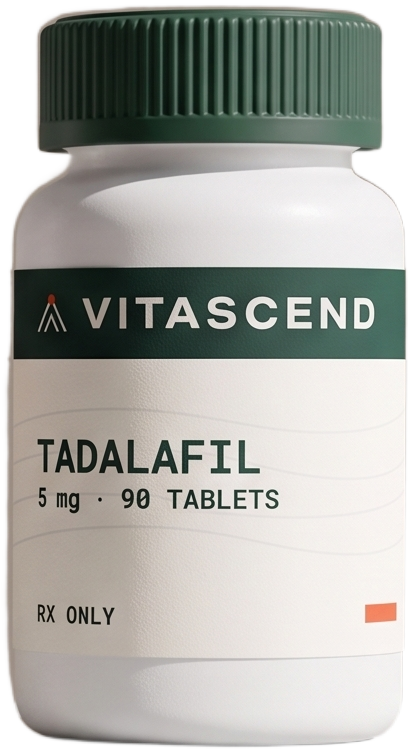 Tadalafil 5 mg bottle with a Vitascend label