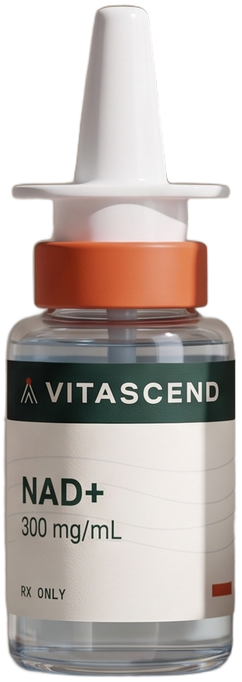 NAD+ 300 mg/mL nasal spray with a Vitascend label