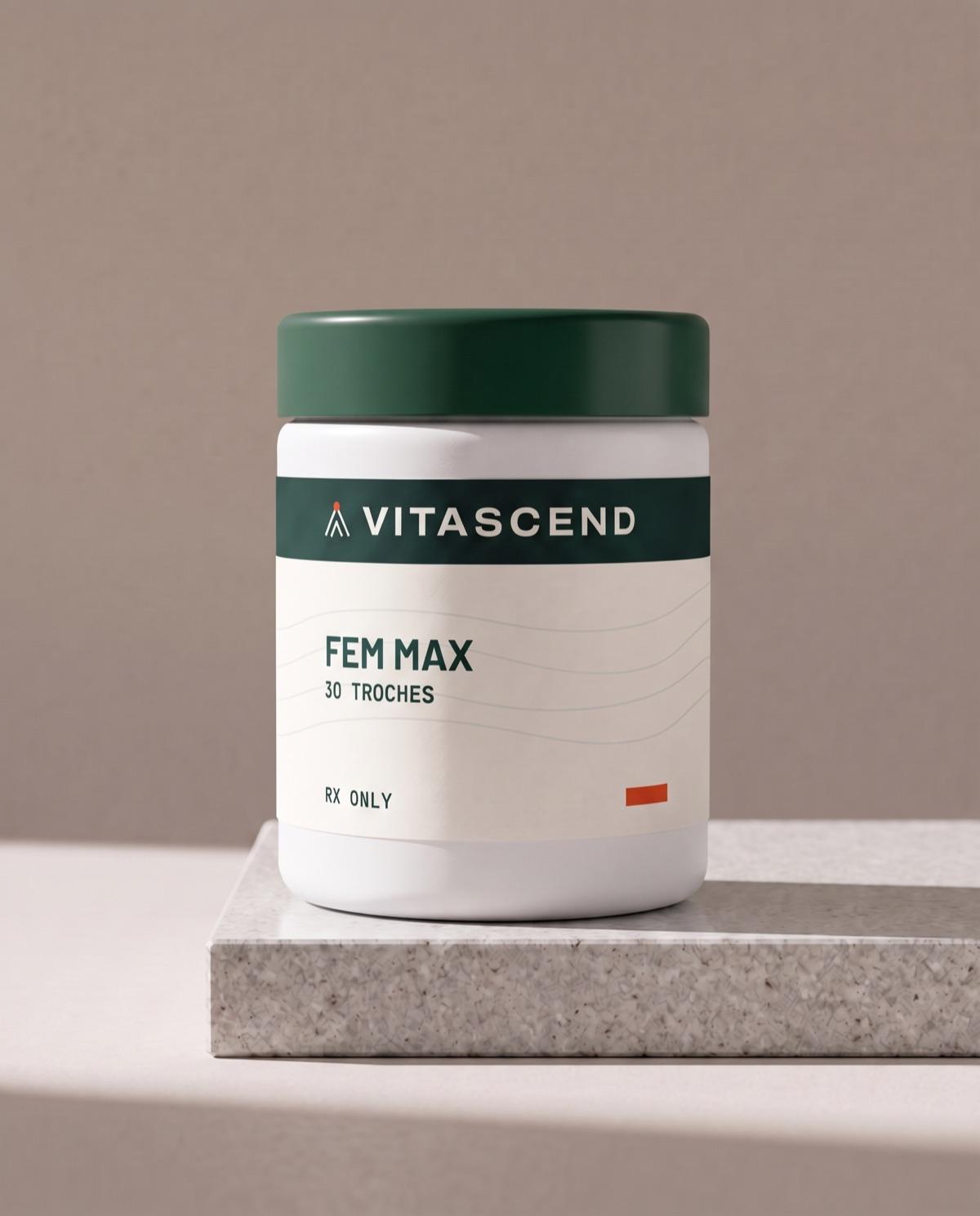 Fem Max troche with a Vitascend label